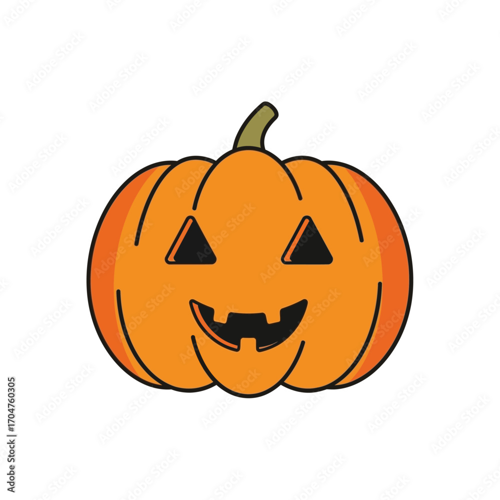 Fototapeta premium Cute Halloween Pumpkin with Carved Face Illustration.
