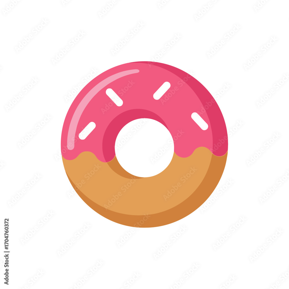 Fototapeta premium Delicious Donut with Pink Glaze and White Sprinkles Illustration.