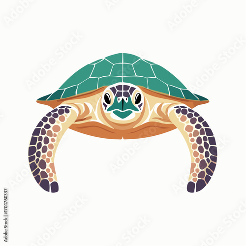 Turtle Illustration in Flat Vector Reptile Animal Design
