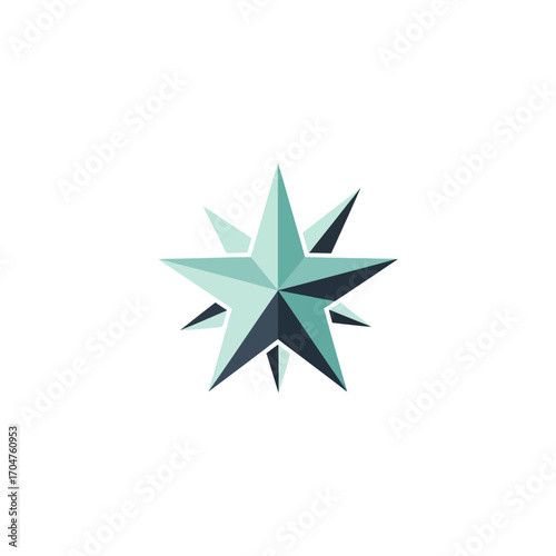 Geometric Star Illustration with Shaded Teal Facets.