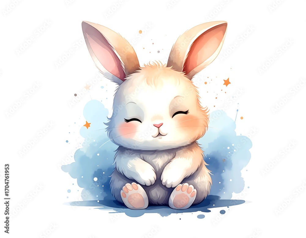 Obraz premium Cute cartoon rabbit sitting (1)