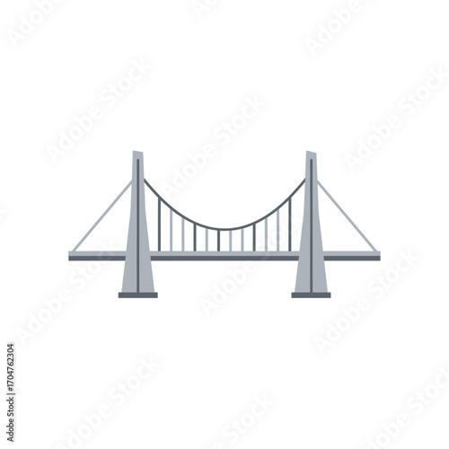 Minimalist Bridge Illustration with Cables and Support Structure.