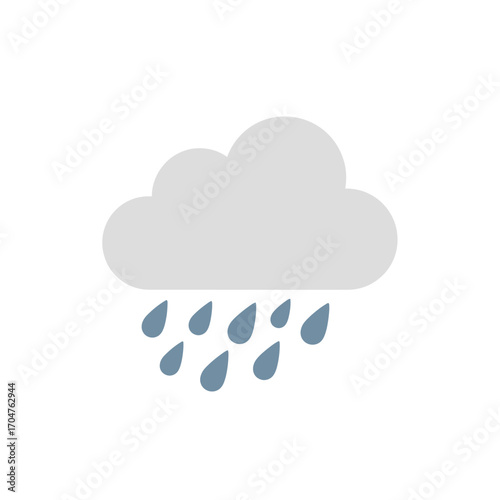 Rainy Weather Icon - Cloud with Falling Raindrops Illustration.