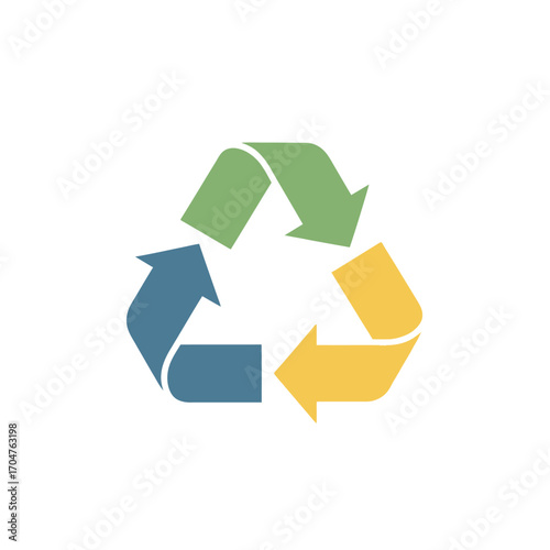 Recycling Symbol - Green, Yellow, and Blue Arrows.