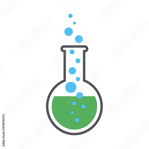 Science Experiment with Bubbles in a Flask.