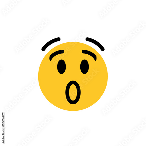 Surprised Emoji with Raised Eyebrows and Open Mouth Expression.