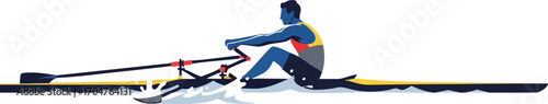 Rowing in Motion Athlete Silhouetted on Water Concept of Sports and Fitness