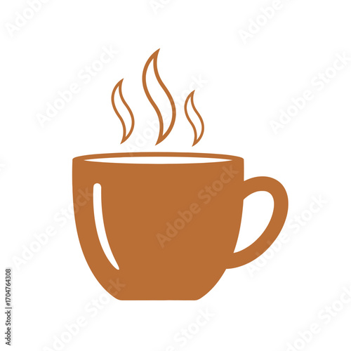 Warm Beverage in Brown Mug with Steam Illustration.