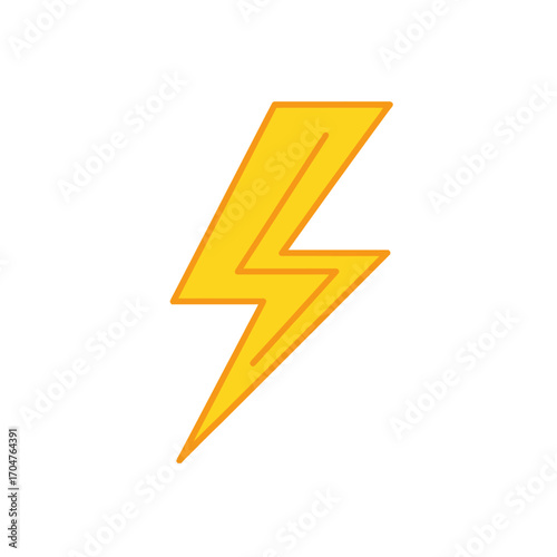 Yellow Lightning Bolt Illustration on White Background.