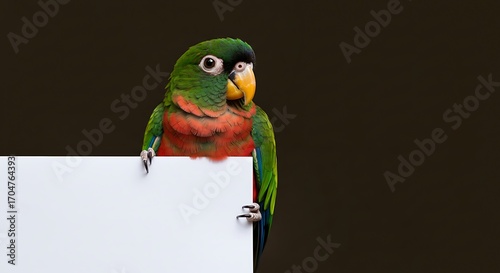 Parrot holding blank sign