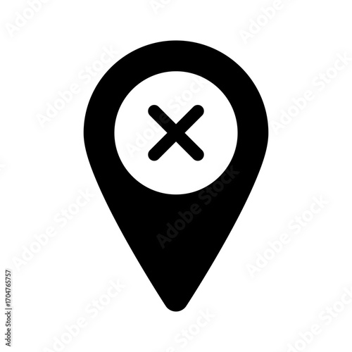 cross shape navigation marker solid vector icon, destination point map pin