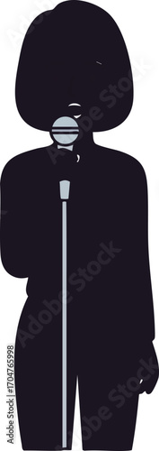Silhouette of a Singer Performing with Microphone