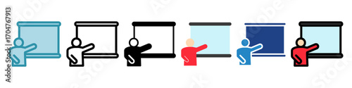 Whiteboard Icon Mini Illustration Icon. Use For Modern Concept, Print, Ui, Ux Kit, Web And App Development. Vector Related To Office, Education, Examination And More