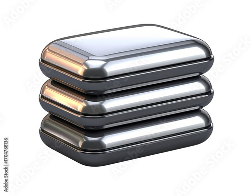  3D Photorealistic Hamburger Menu Icon with Glossy Finish Isolated PNG