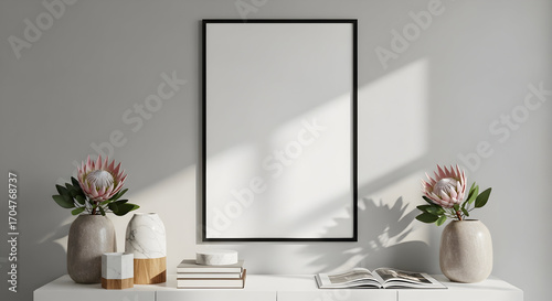 Modern Home Decor Mockup Blank Frame Minimalist Interior Design