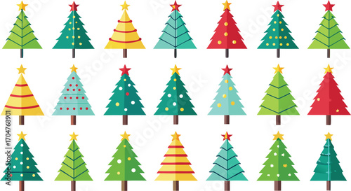 Set of Christmas Tree. Vector illustration of christmas tree isolated on transparent background