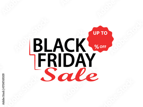 Black Friday Promotional Vector, Scalable Banner with Red Promo Seal