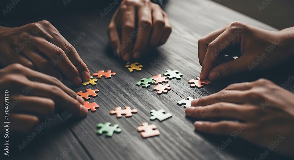 Obraz premium Teamwork Puzzle Solving Collaboration.