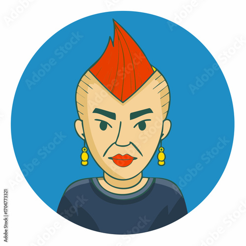  punk rock septuagenarian anarchic swagger vector illustration for music and lifestyle branding