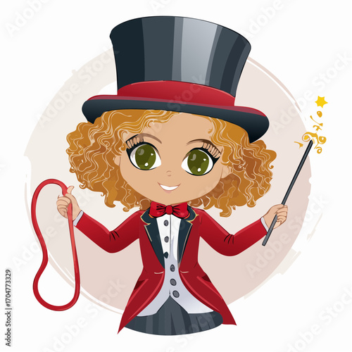 circus ringmaster child dynamic showmanship vector illustration for entertainment branding