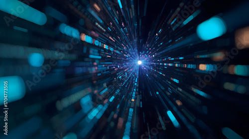 Use of modern ai models requires stringent safety measures for data processing within digital networks. glowing portal symbolizes advanced technology and innovation, representing future progress