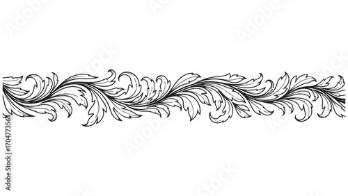 Elegant Black and White Ornate Swirl Border Ornament