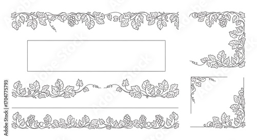 Collection of elegant floral borders and frames.