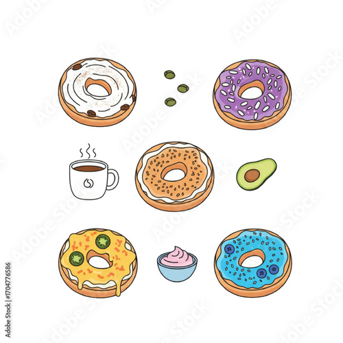 vector illustration of a set of bagel