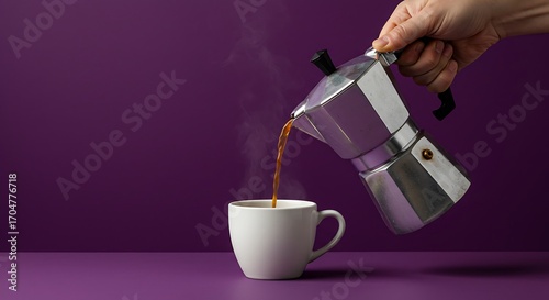Pouring coffee from moka pot