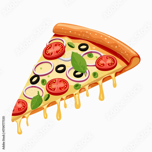 一切れのミックスピザベクターイラスト