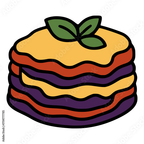 Melanzane Alla Parmigiana Italian traditional dish flat color vector illustration template design