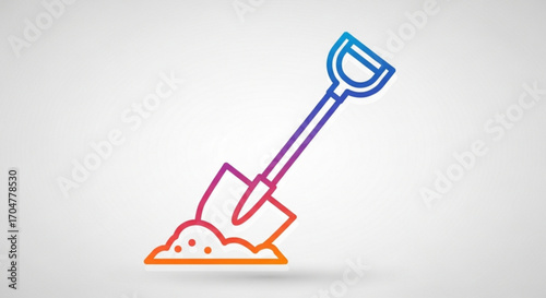 Gradient shovel, a symbol of construction, gardening, and agriculture in modern society