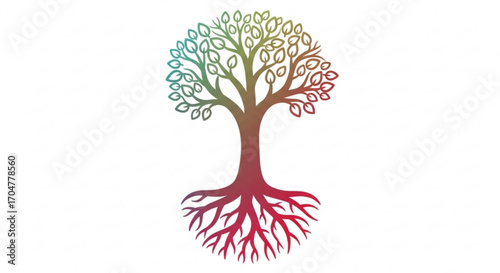 A vibrant tree with roots and leaves, symbolizing growth, connection, and nature