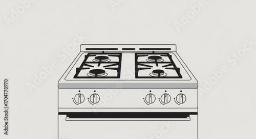 Illustration of a gas stove, representing cooking appliance and kitchen equipment for food preparation