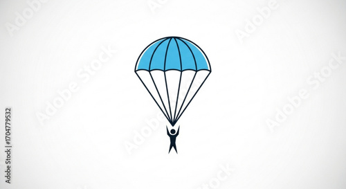 Illustration of a person with a parachute for safety and adventure concept