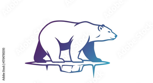 Polar bear standing on melting ice floe, a symbol of climate change and global warming