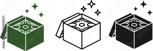Open gift box with sparkling stars, symbolizing surprise and celebration