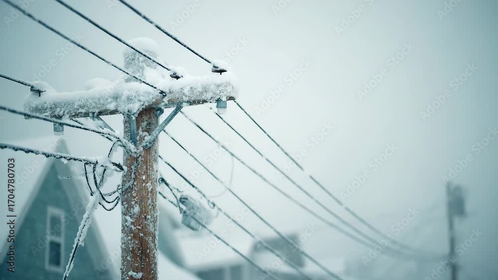 custom made wallpaper toronto digitalFrozen power lines encased in snow during a winter storm over a quiet neighborhood.