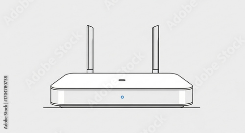 Wireless router for internet connection and network communication in vector line art illustration