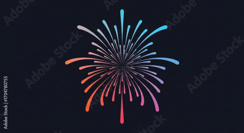 Colorful firework explosion isolated on dark background for celebration, party, festival, and special occasion in vector illustration