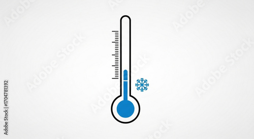Thermometer indicating cold temperature symbol of freezing, winter, and low temperature