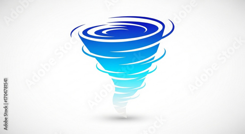 Illustration of a blue tornado, representing weather, disaster, and natural phenomenon
