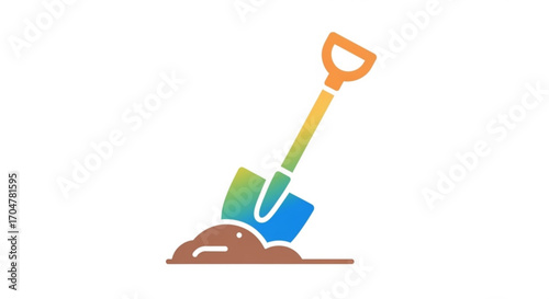 Shovel in the ground garden shovel icon digging shovel gardening tool concept