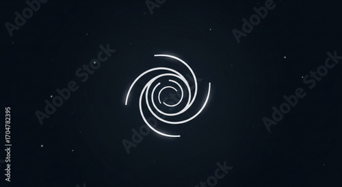 Abstract glowing spiral on dark background, representing galaxy, space, universe, cosmos, or cosmic event