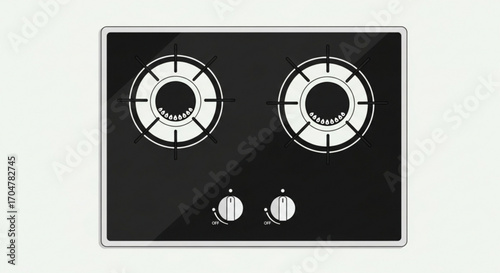 Illustration of a twoburner gas hob, perfect for a modern kitchen design
