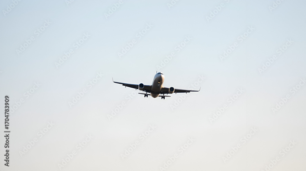 Fototapeta premium Airplane Taking Off on a Clear Day