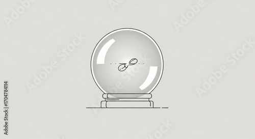 Illustration of a crystal ball with coffee beans inside for fortune telling concept