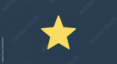 Illustration of a single yellow star on a navy blue background for a rating, award, or celestial concept