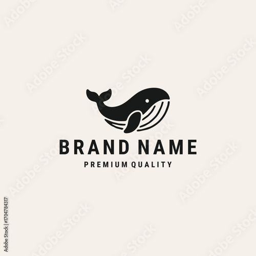 Whale logo vector hipster vintage icon illustration