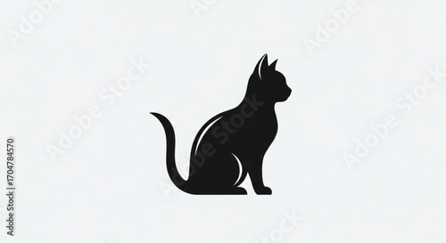 Elegant black cat silhouette, perfect for pet, animal, and feline related designs